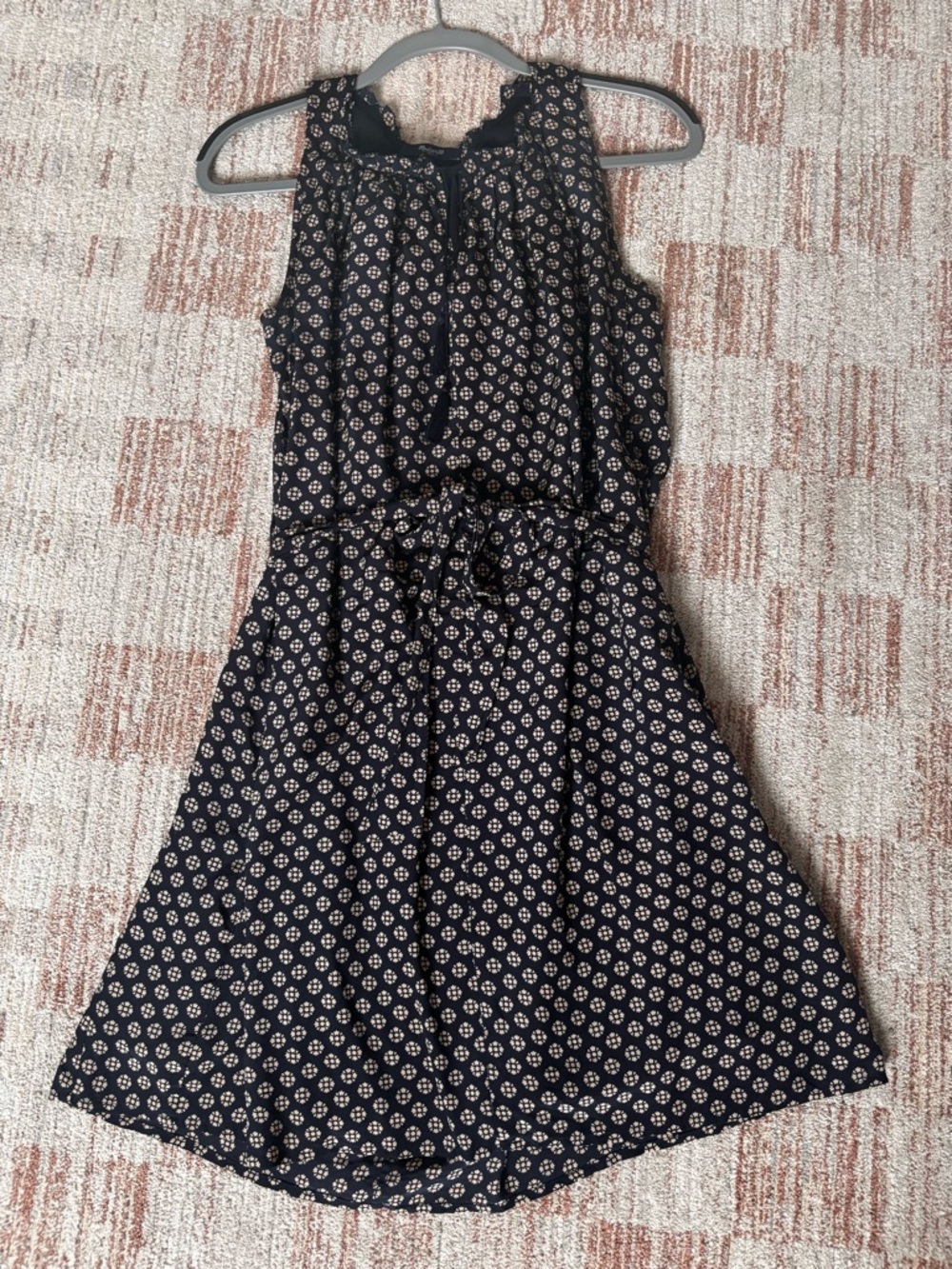 Madewell Navy Sleeveless Floral-Print Tie-Waist Midi Dress